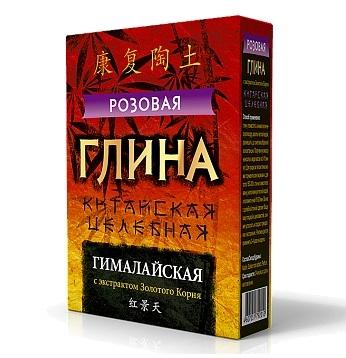 Глина розовая гималайская целебная с экстрактом золотого корня