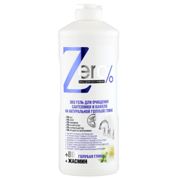 Гель для очищения сантехники и кафеля на голубой глине ZERO