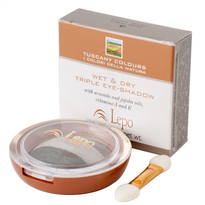 Lepo Тени Трехцветные для век, цвет№4 серый жемчуг, Италия