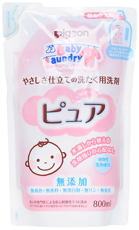 Жидкое средство для деликатной стирки детских вещей, запасной блок, 800мл Pigeon, Япония