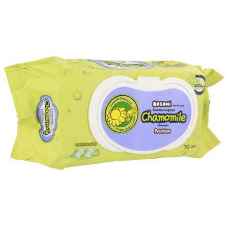 Влажные салфетки «BOSOMI» с крышкой «Ромашка», 70 листов