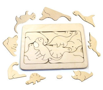 «Динозаврики» Деревянная головоломка ручной работы