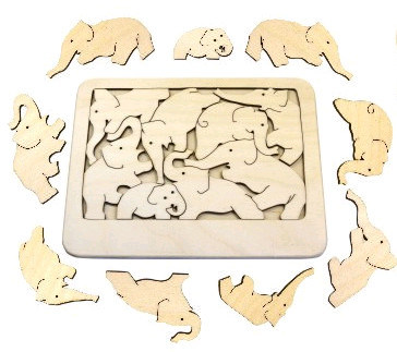 «Слоны» Деревянная головоломка ручной работы