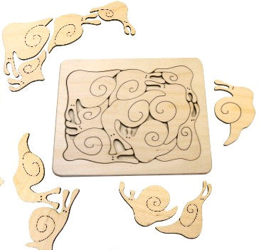 «Улитки» Деревянная головоломка ручной работы