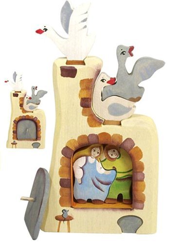 «Гуси-лебеди, печка» Деревянный объемный пазл ручной работы