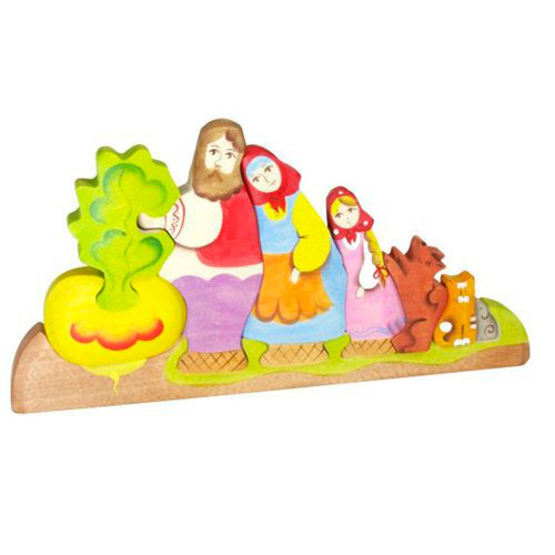 «Репка» Деревянный сюжетный пазл ручной работы