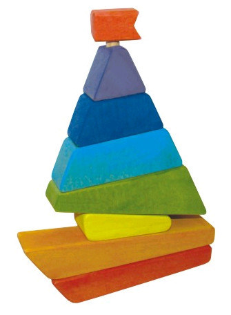 «Кораблик» Разноцветная деревянная пирамидка